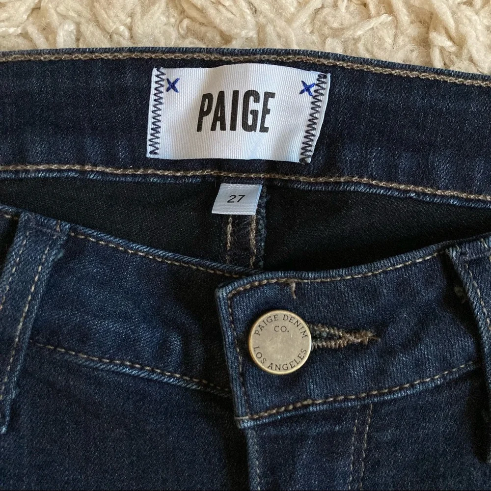 PAIGE Skyline Skinny Mona Dark Wash Mid Rise Blue Jeans Size 27 in EUC_5